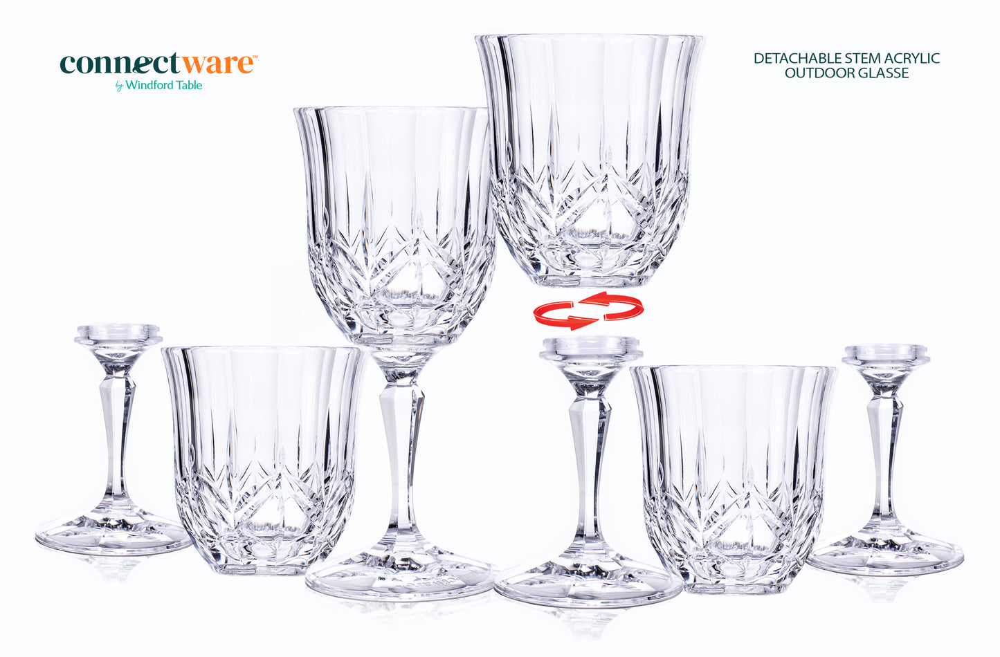 10 oz Brighton Tumbler with Twist off Stem Gift set of 4